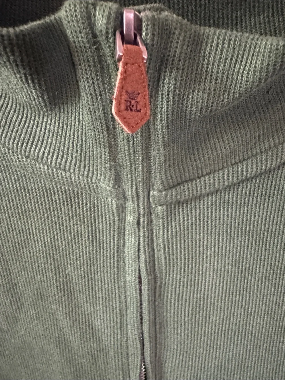 Ralph Lauren Forest Green Quarter-Zip Pullover with Pink Pony
